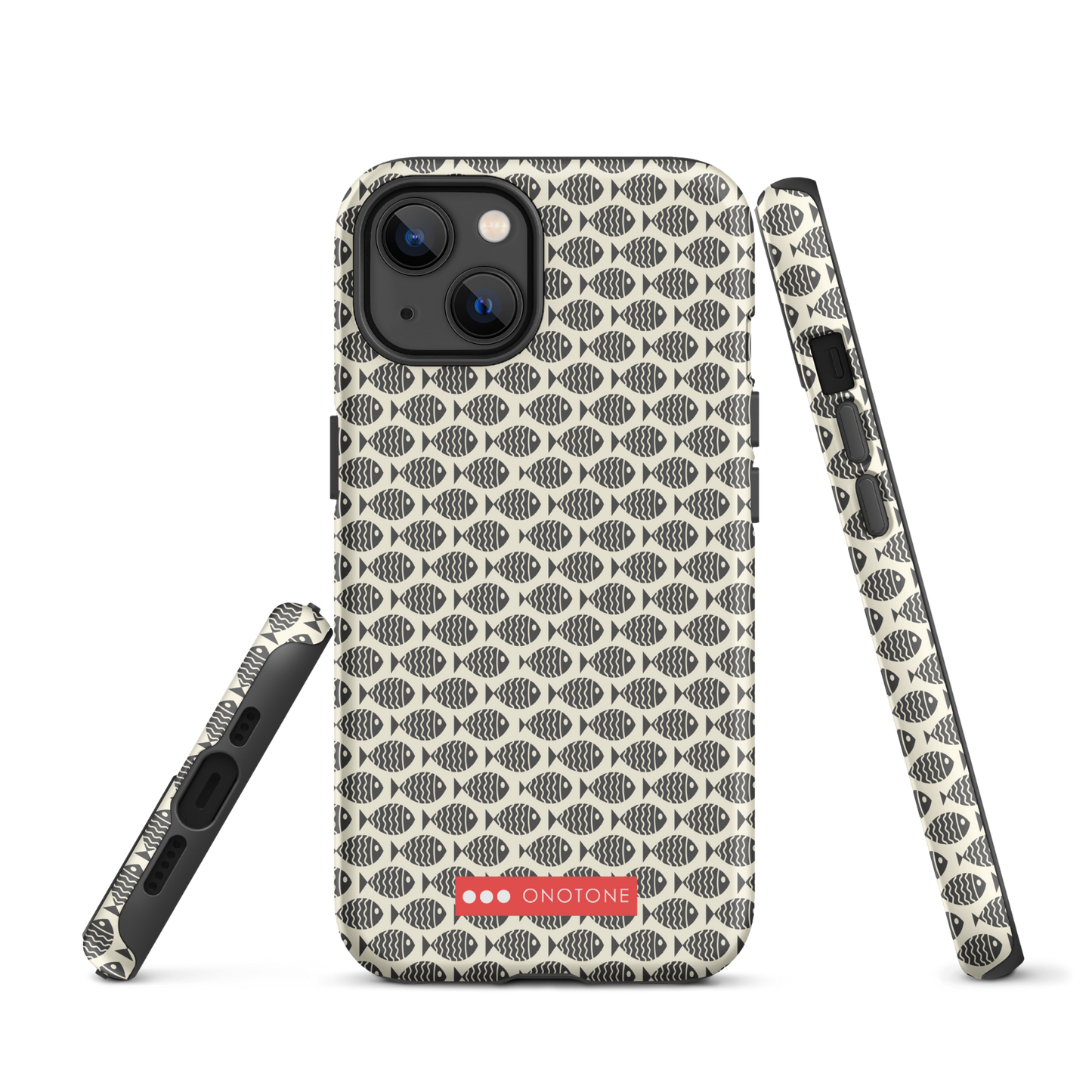 Japanese design indigo iPhone® Case with fish patterns