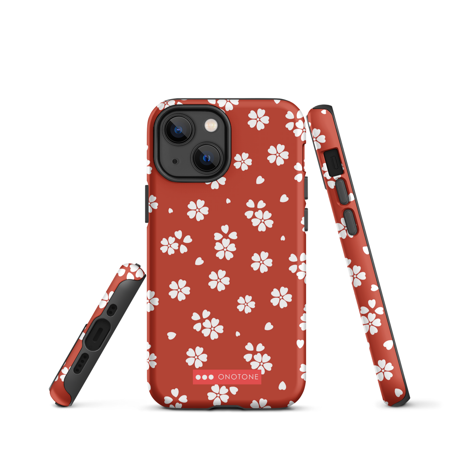 Japanese design indigo iPhone® Case with red floral patterns