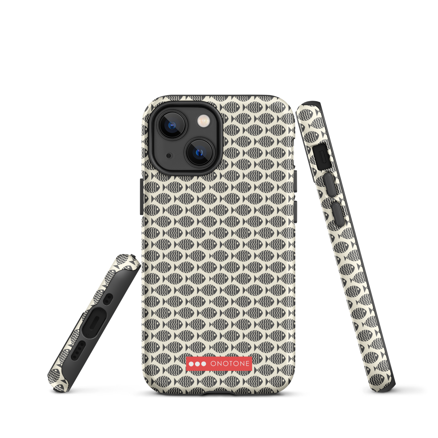 Japanese design indigo iPhone® Case with fish patterns