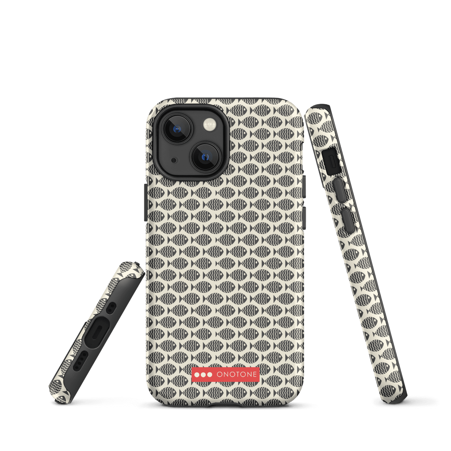 Japanese design indigo iPhone® Case with fish patterns (IND-022)