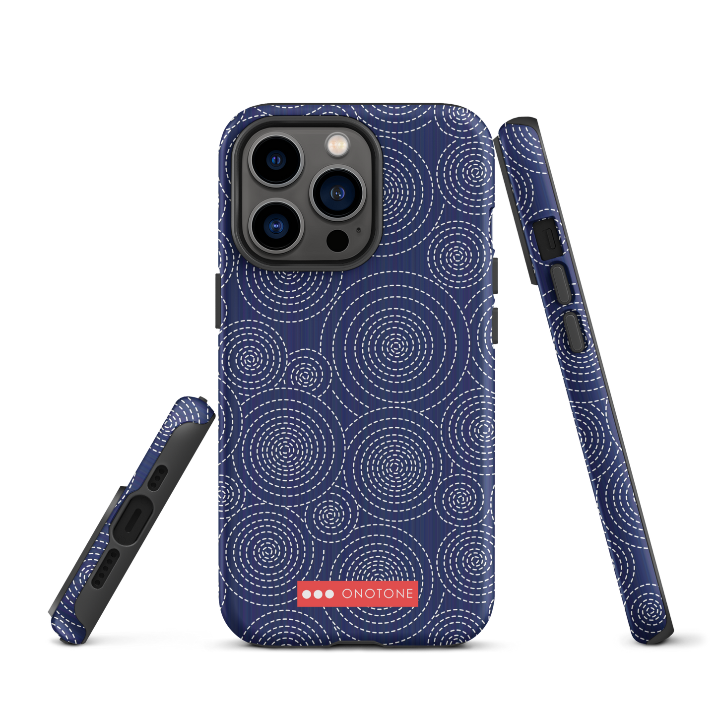 Japanese design indigo iPhone® Case with circular patterns