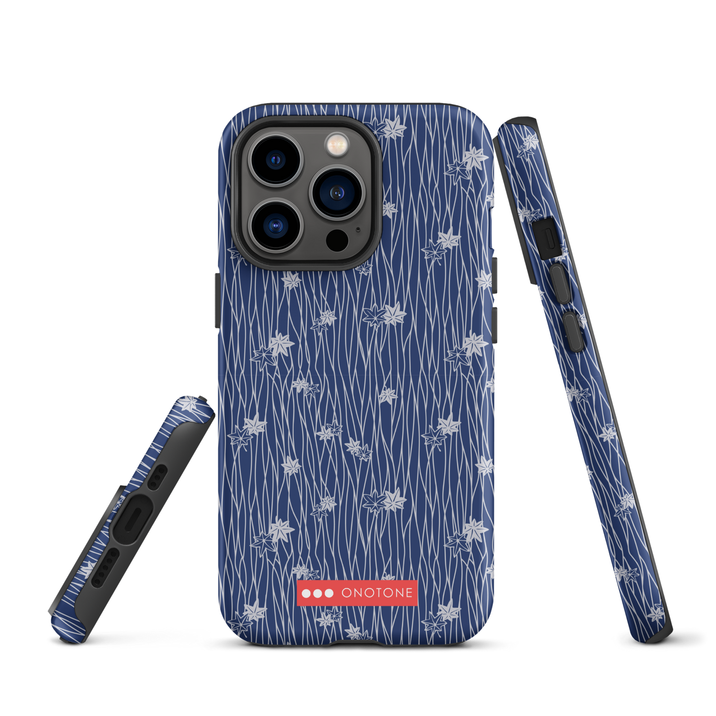 Japanese design indigo iPhone® Case with flower patterns