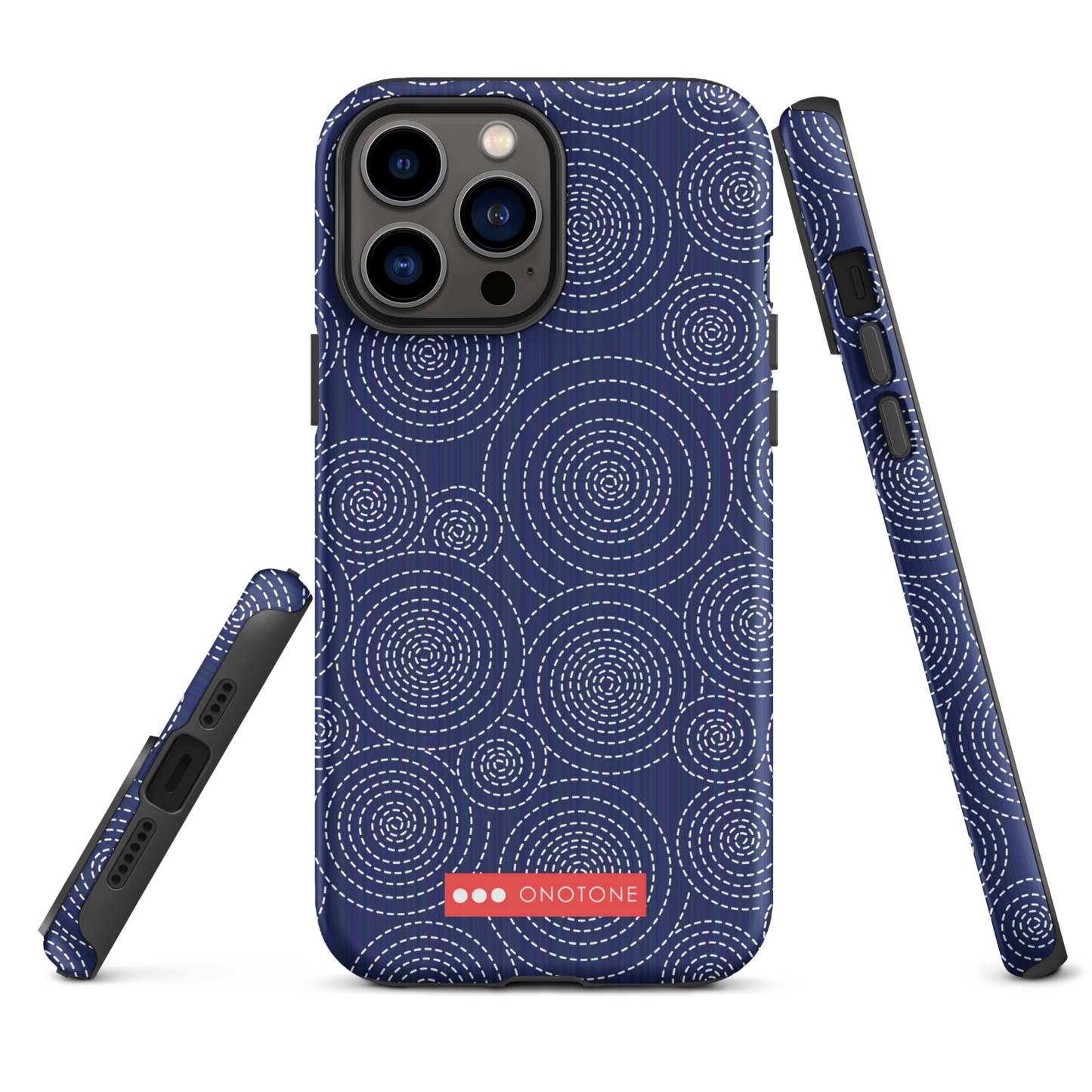 Japanese design indigo iPhone® Case with circular patterns
