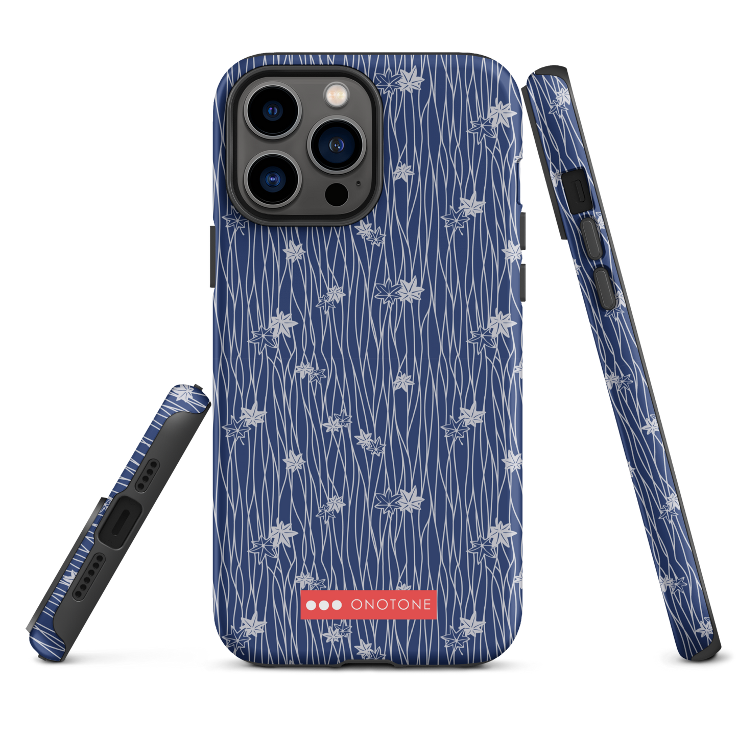 Japanese design indigo iPhone® Case with flower patterns