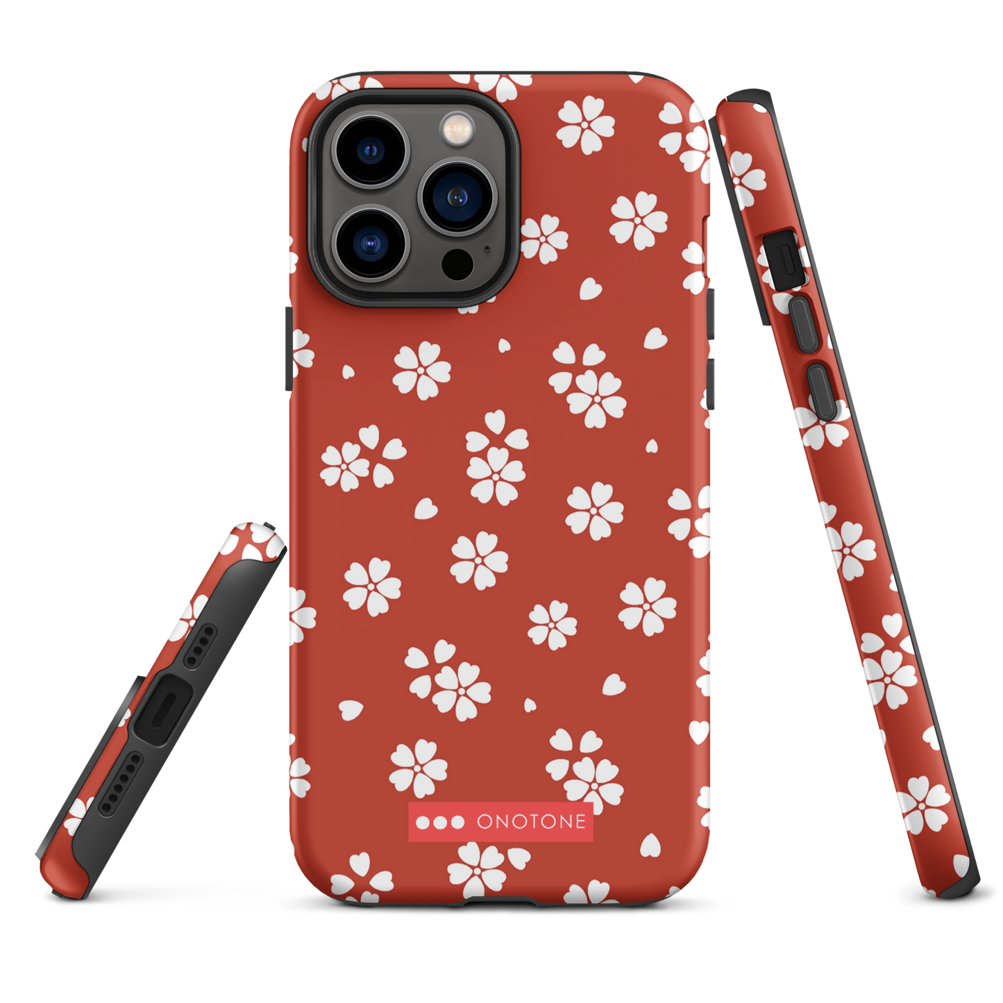 Japanese design indigo iPhone® Case with red floral patterns
