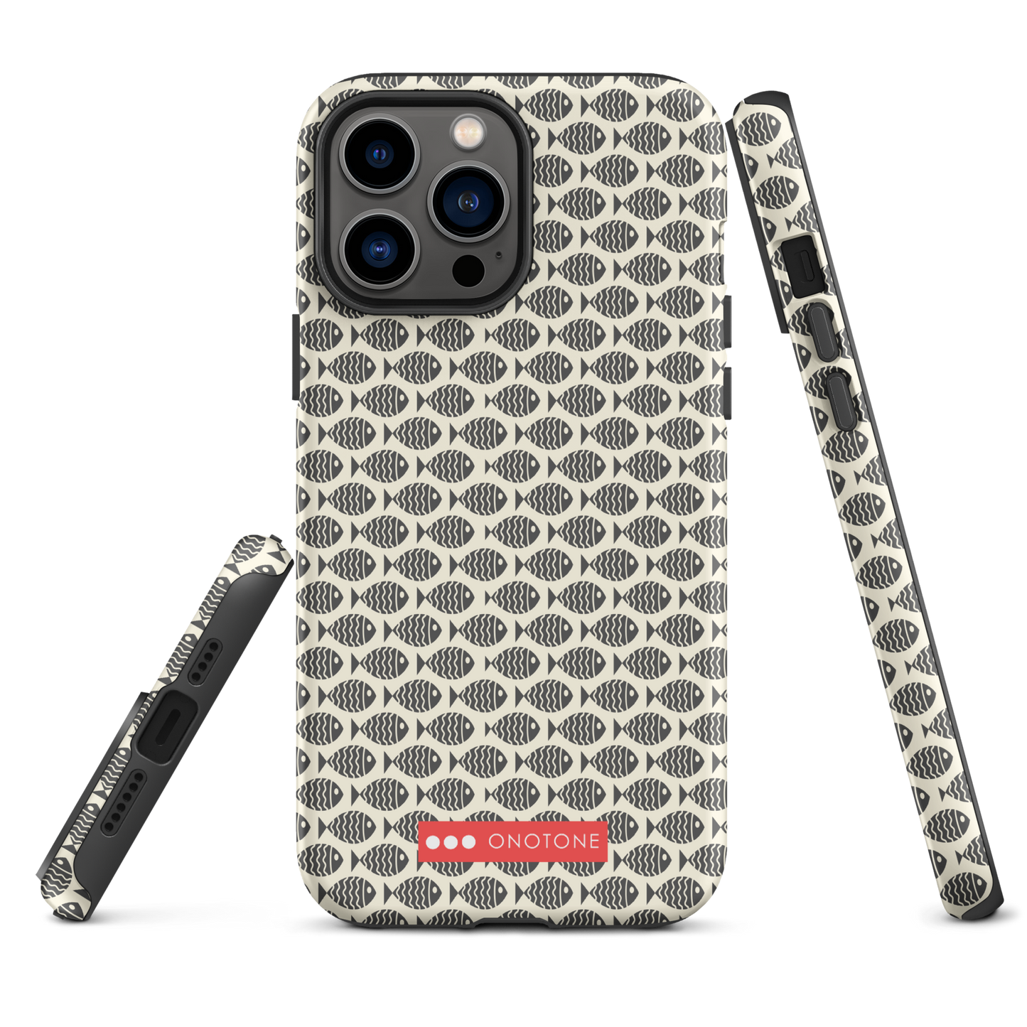 Japanese design indigo iPhone® Case with fish patterns