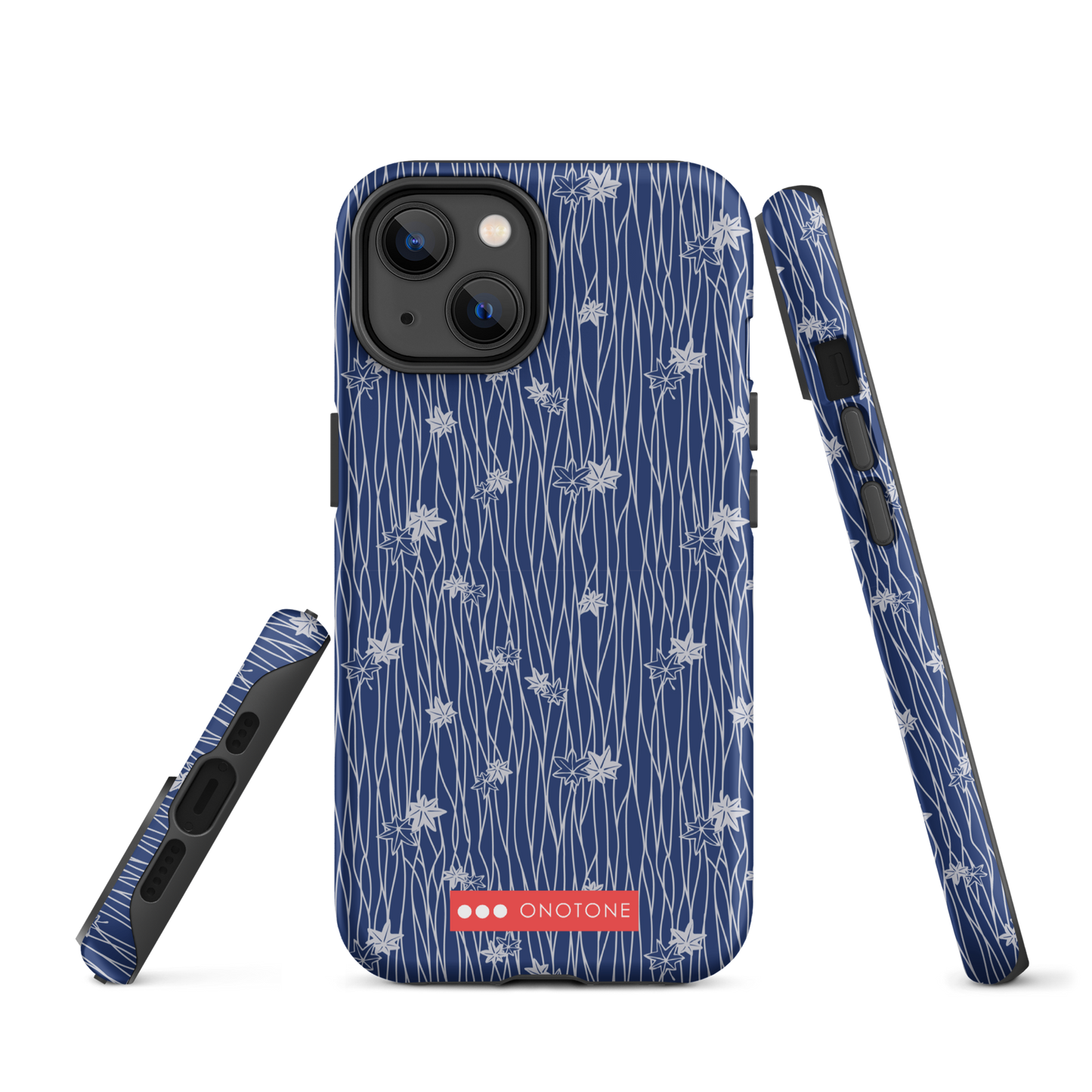 Japanese design indigo iPhone® Case with flower patterns