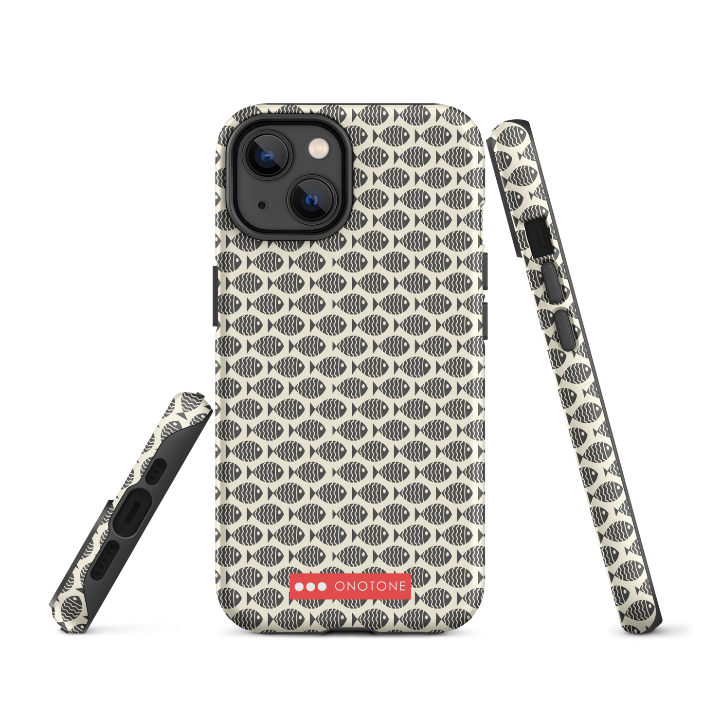 Japanese design indigo iPhone® Case with fish patterns