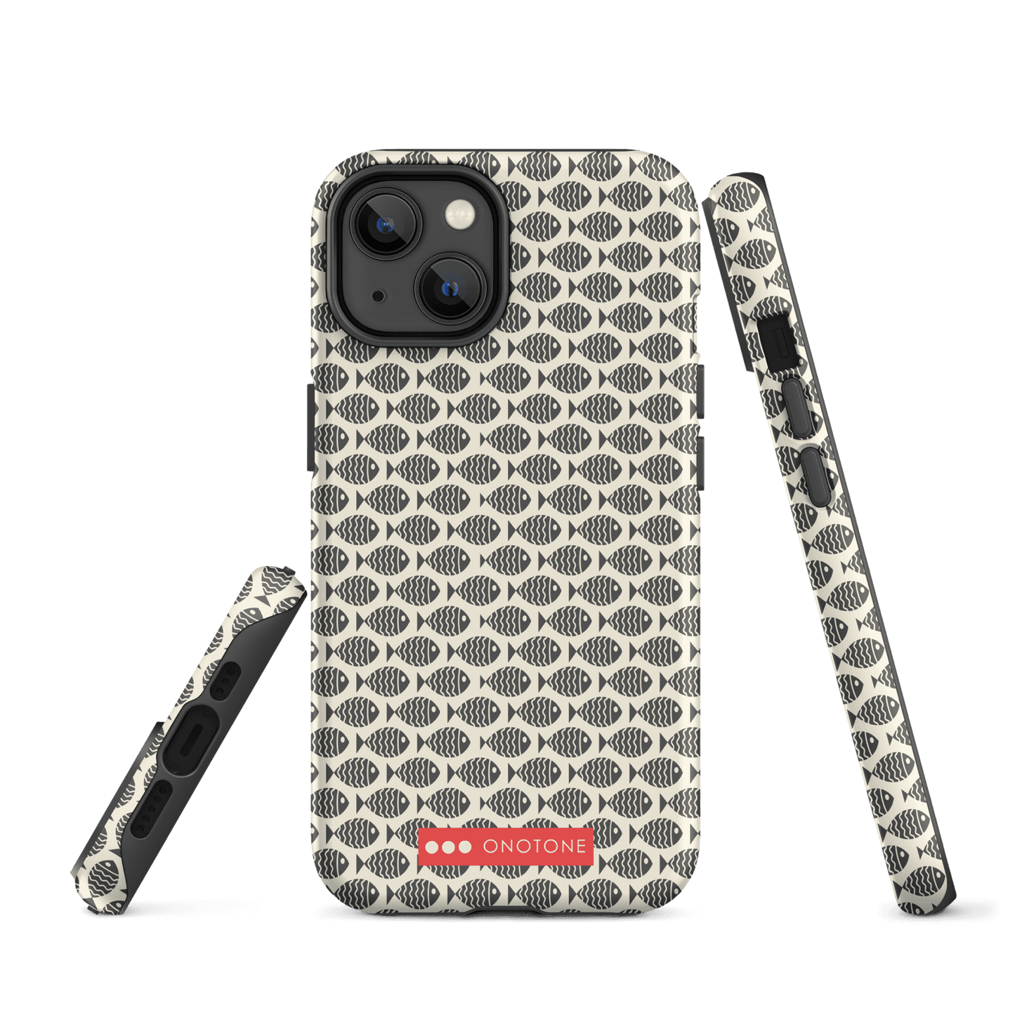 Japanese design indigo iPhone® Case with fish patterns (IND-022)