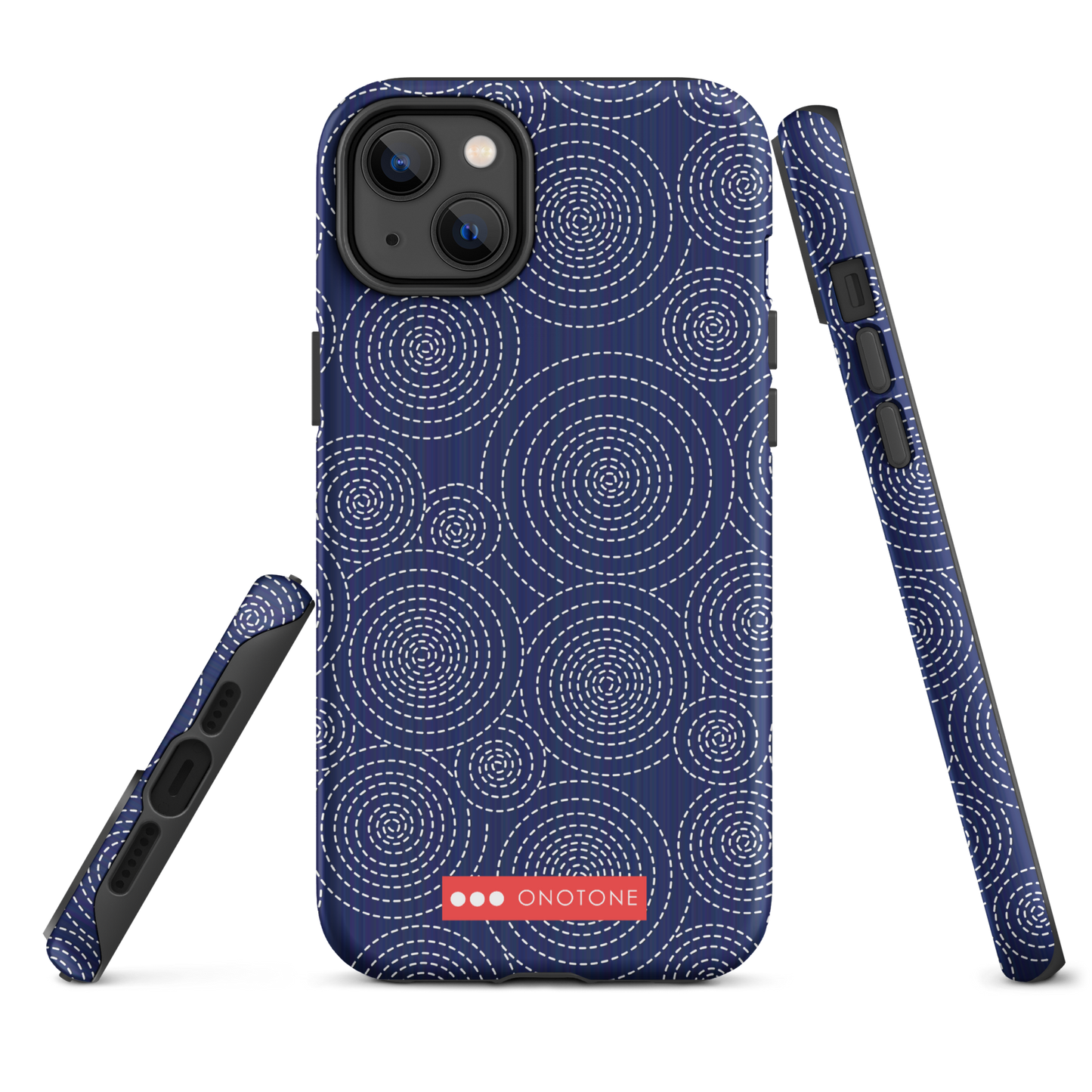 Japanese design indigo iPhone® Case with circular patterns