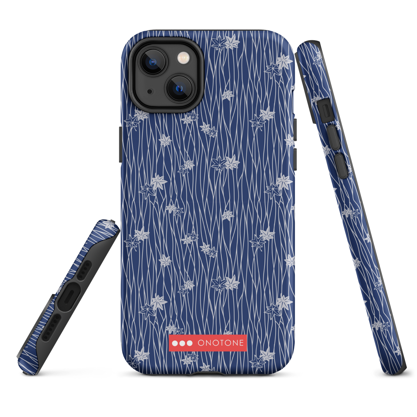 Japanese design indigo iPhone® Case with flower patterns