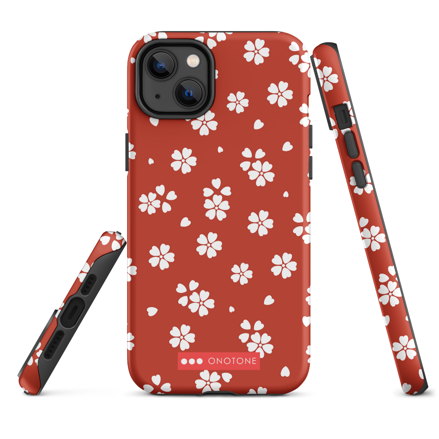 Japanese design indigo iPhone® Case with red floral patterns
