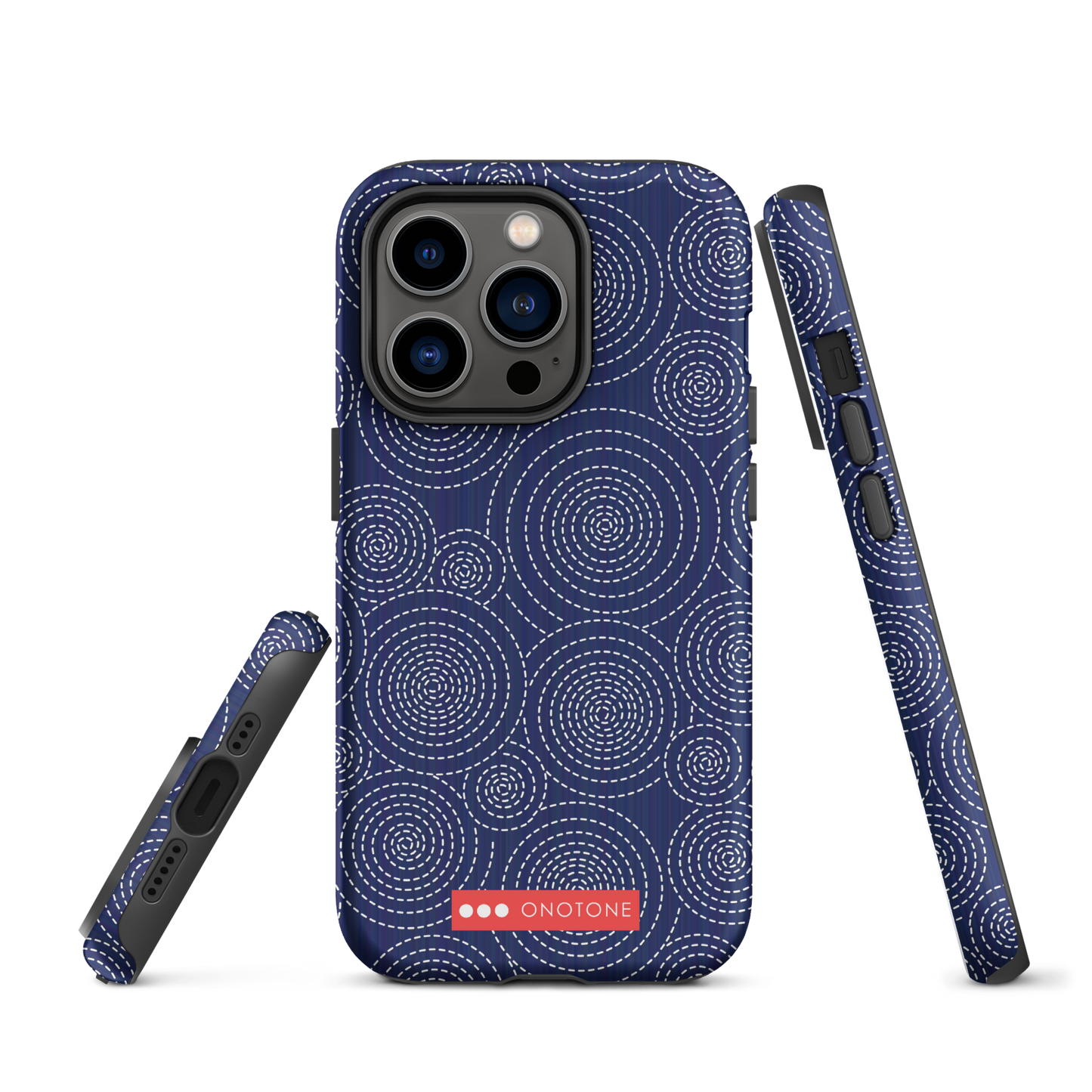 Japanese design indigo iPhone® Case with circular patterns