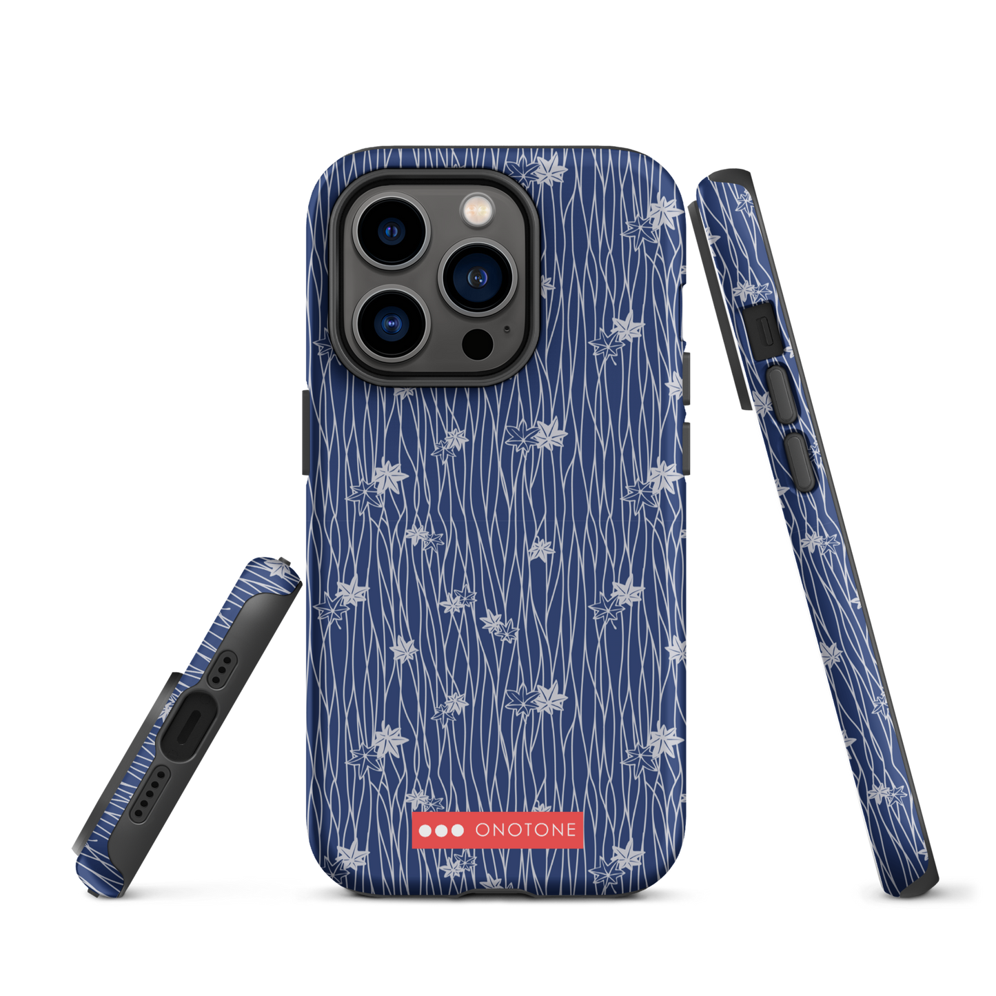 Japanese design indigo iPhone® Case with flower patterns
