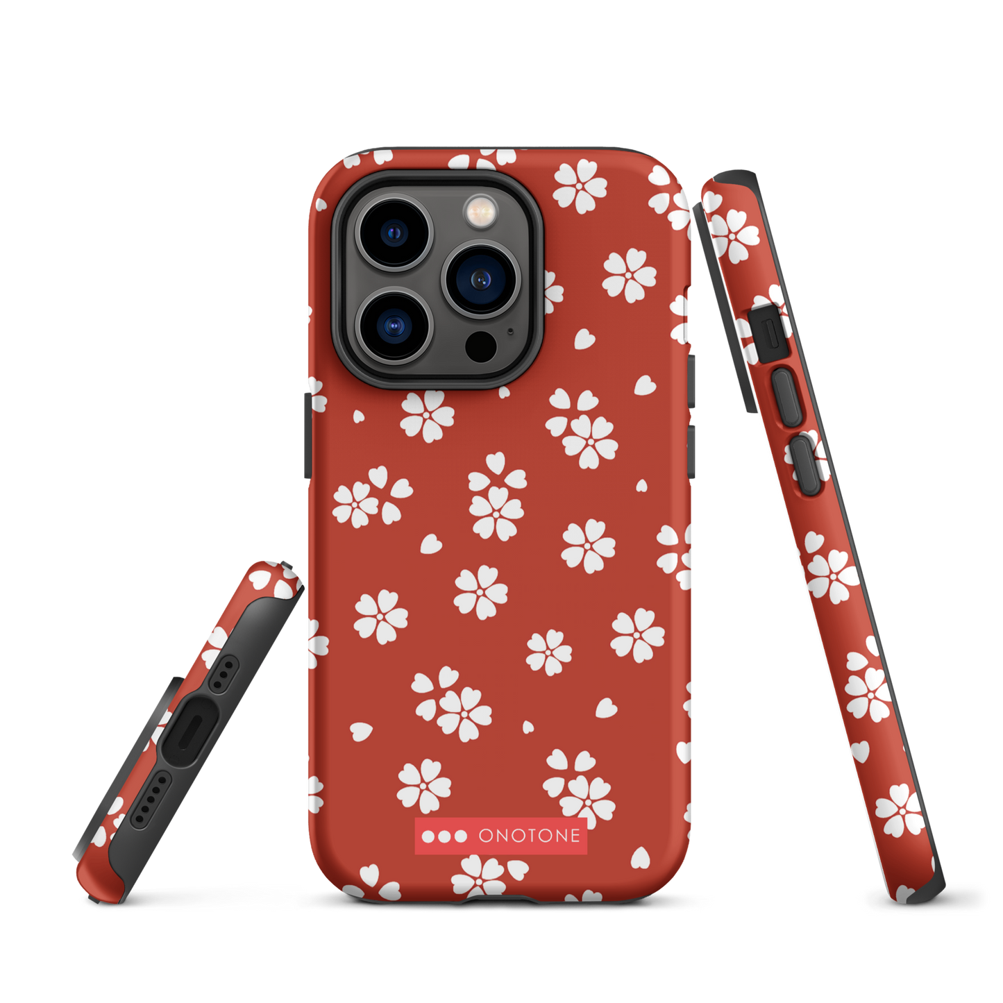 Japanese design indigo iPhone® Case with red floral patterns