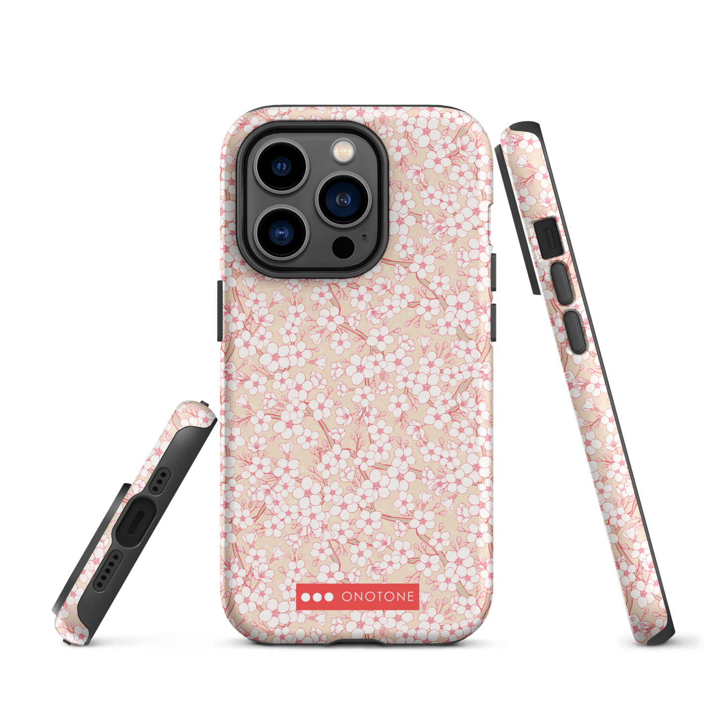 Japanese design indigo iPhone® Case with pink cherry blossom