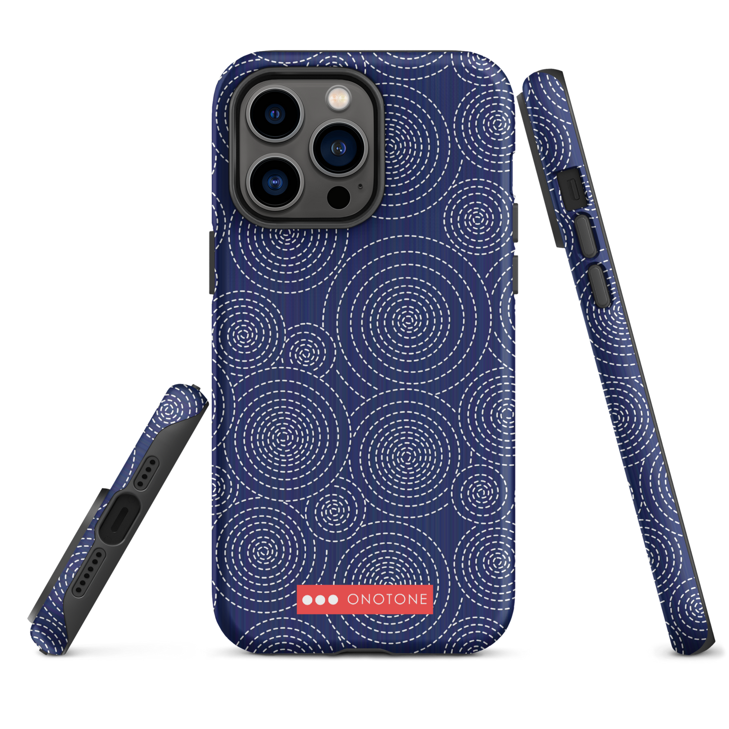 Japanese design indigo iPhone® Case with circular patterns