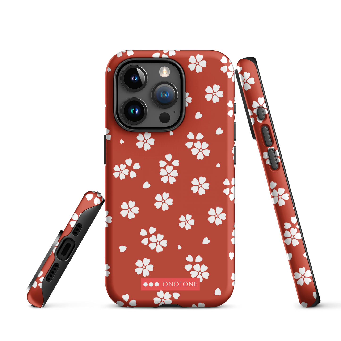 Japanese design indigo iPhone® Case with red floral patterns