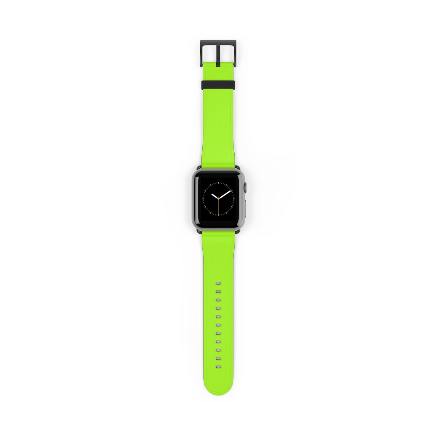 Neon Lime Apple Watch Band on watch, black buckle