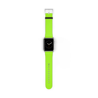 Neon Lime Apple Watch Band on watch, silver buckle