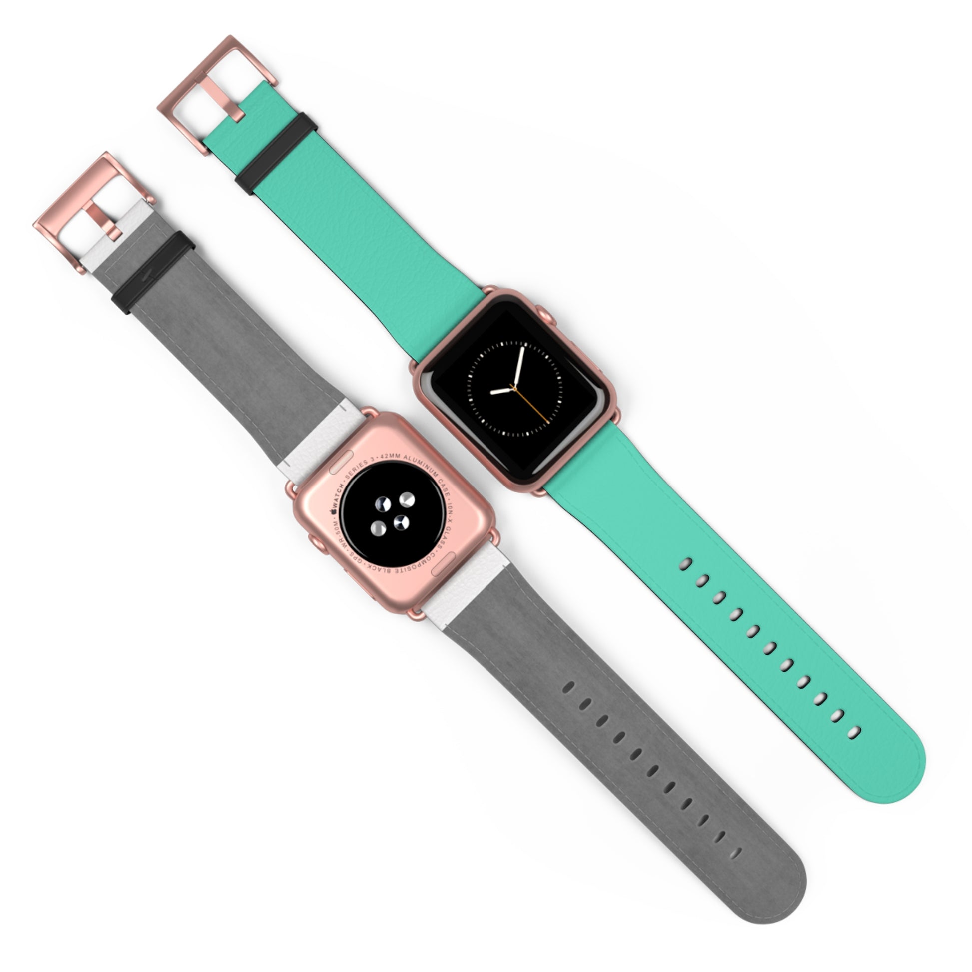 NeonLight Blue Apple Watch Band on rose gold watch
