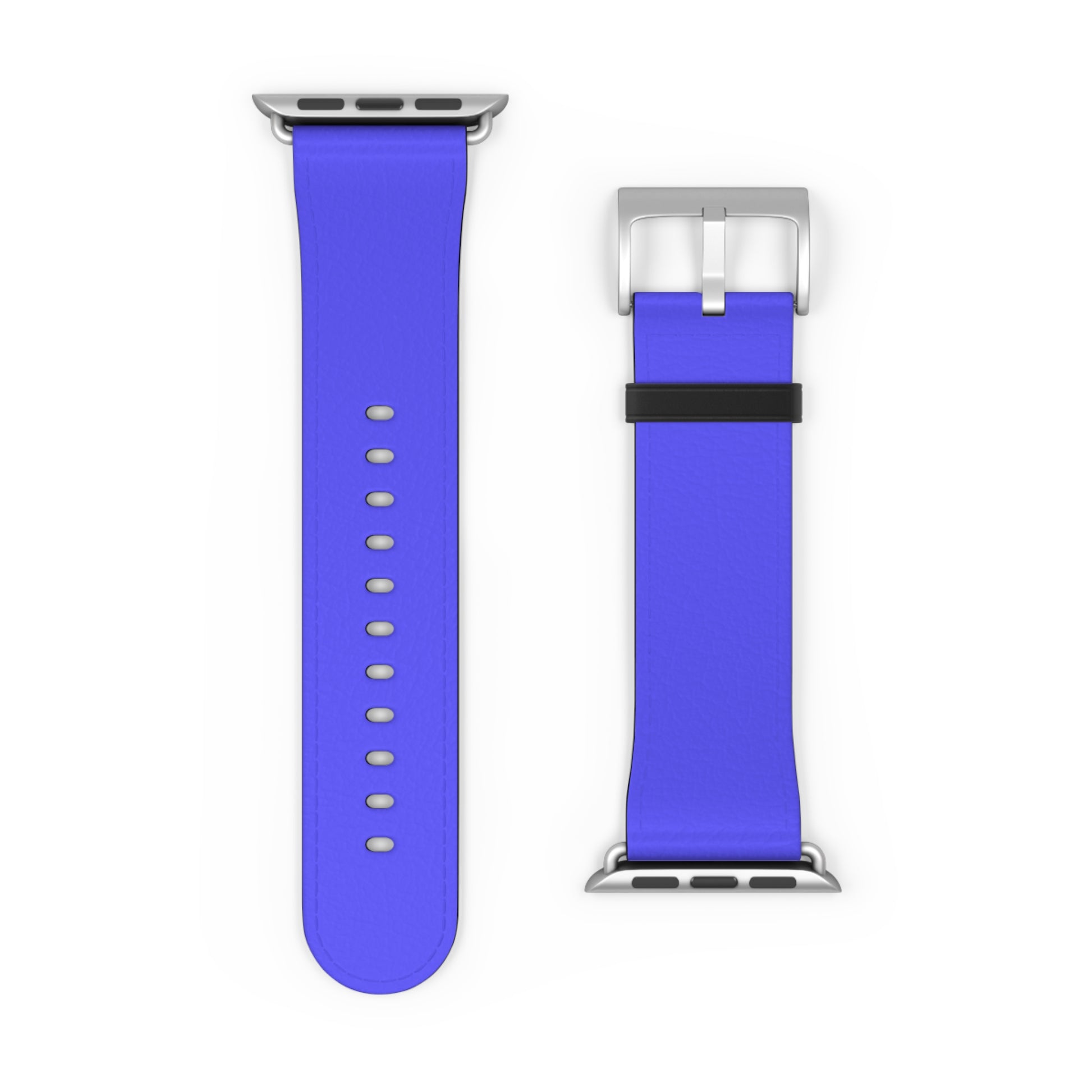 Neon Blue Apple Watch Band with silver buckle