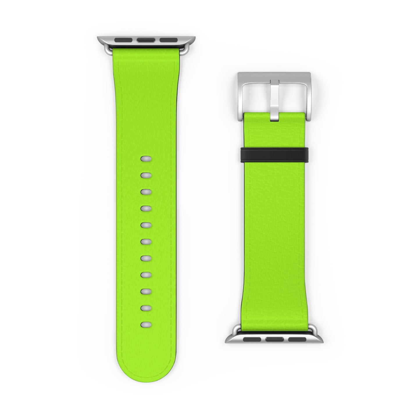 Neon Lime Apple Watch Band, silver buckle