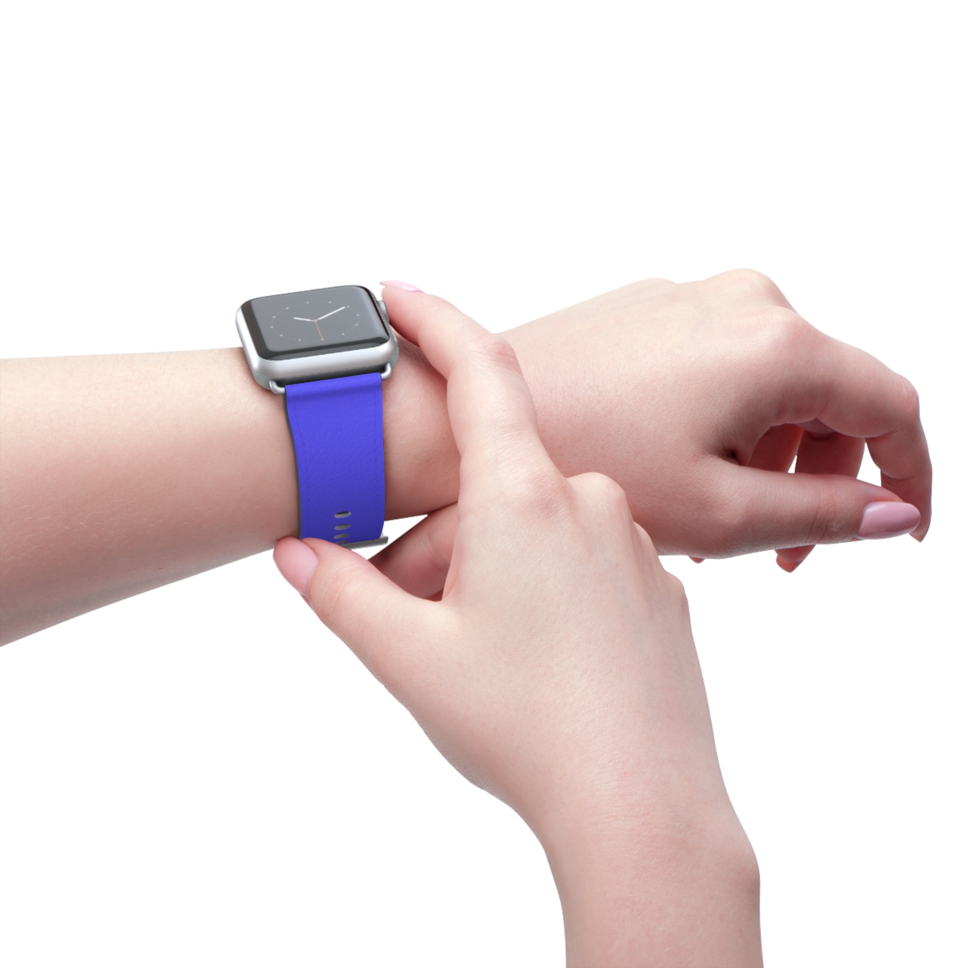 Neon Blue Apple Watch Band worn on wrist