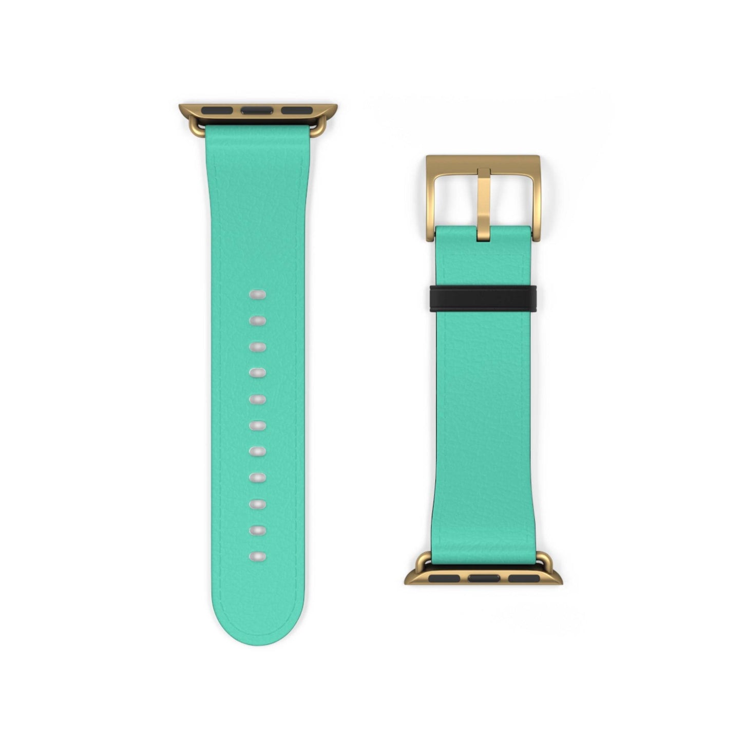 NeonLight Blue Apple Watch Band with gold buckle