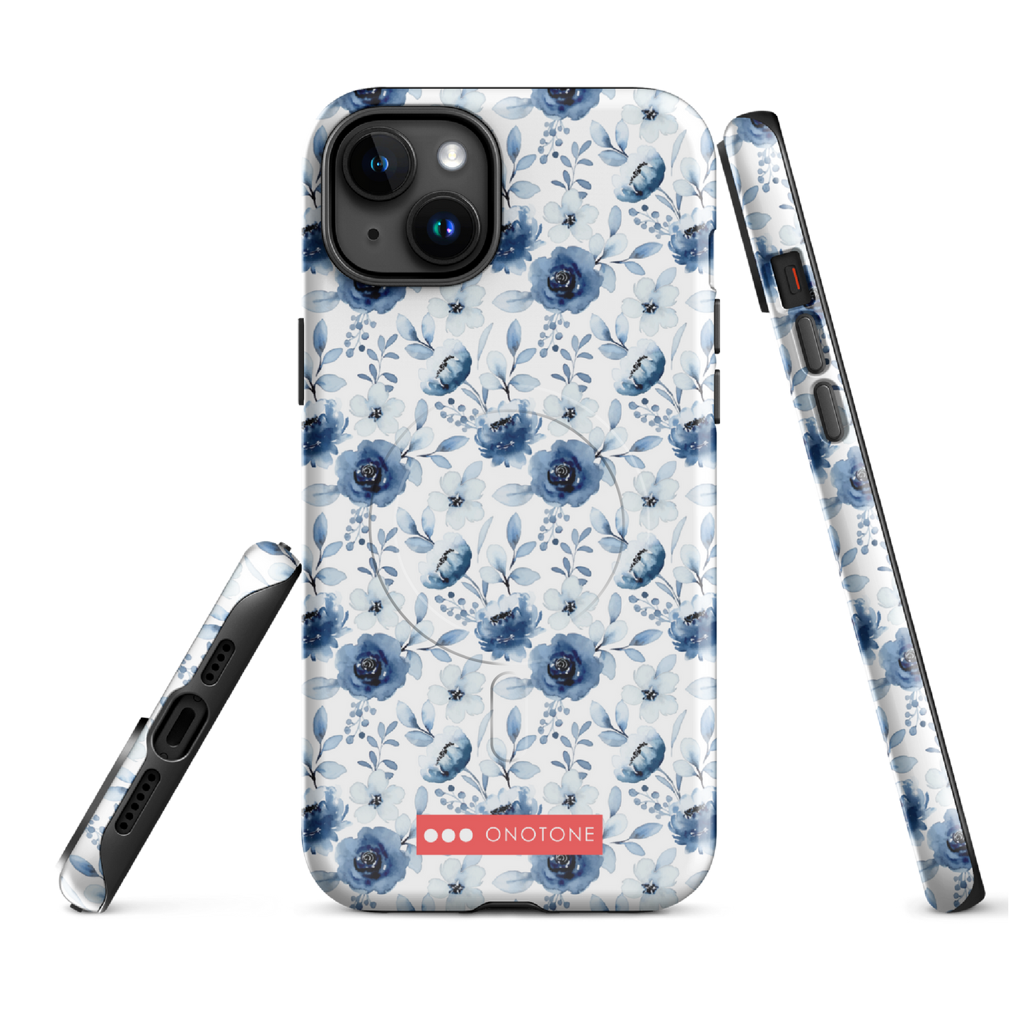 Japanese design indigo iPhone® Case with blue flowers