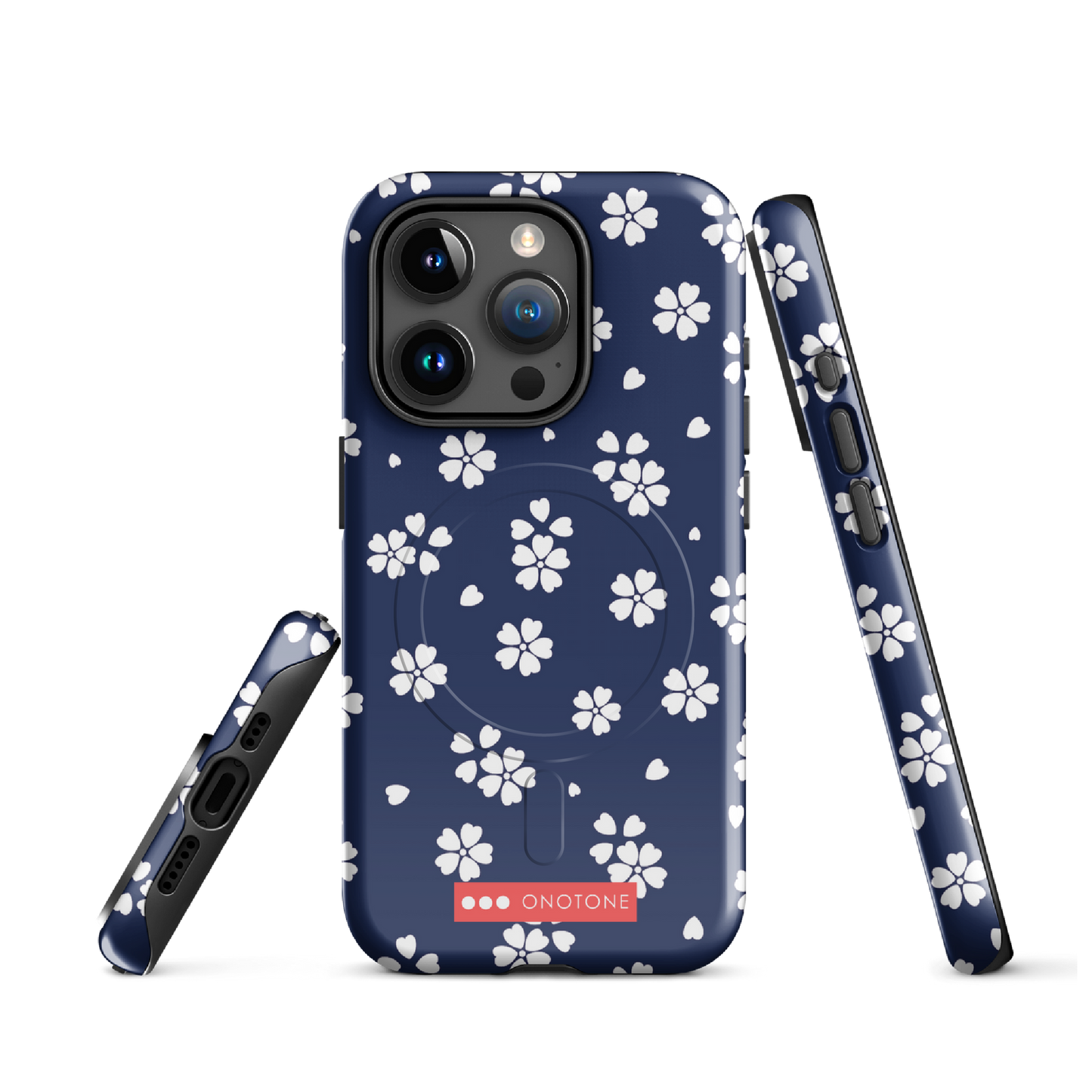 Japanese design indigo iPhone® Case with blue sakura patterns
