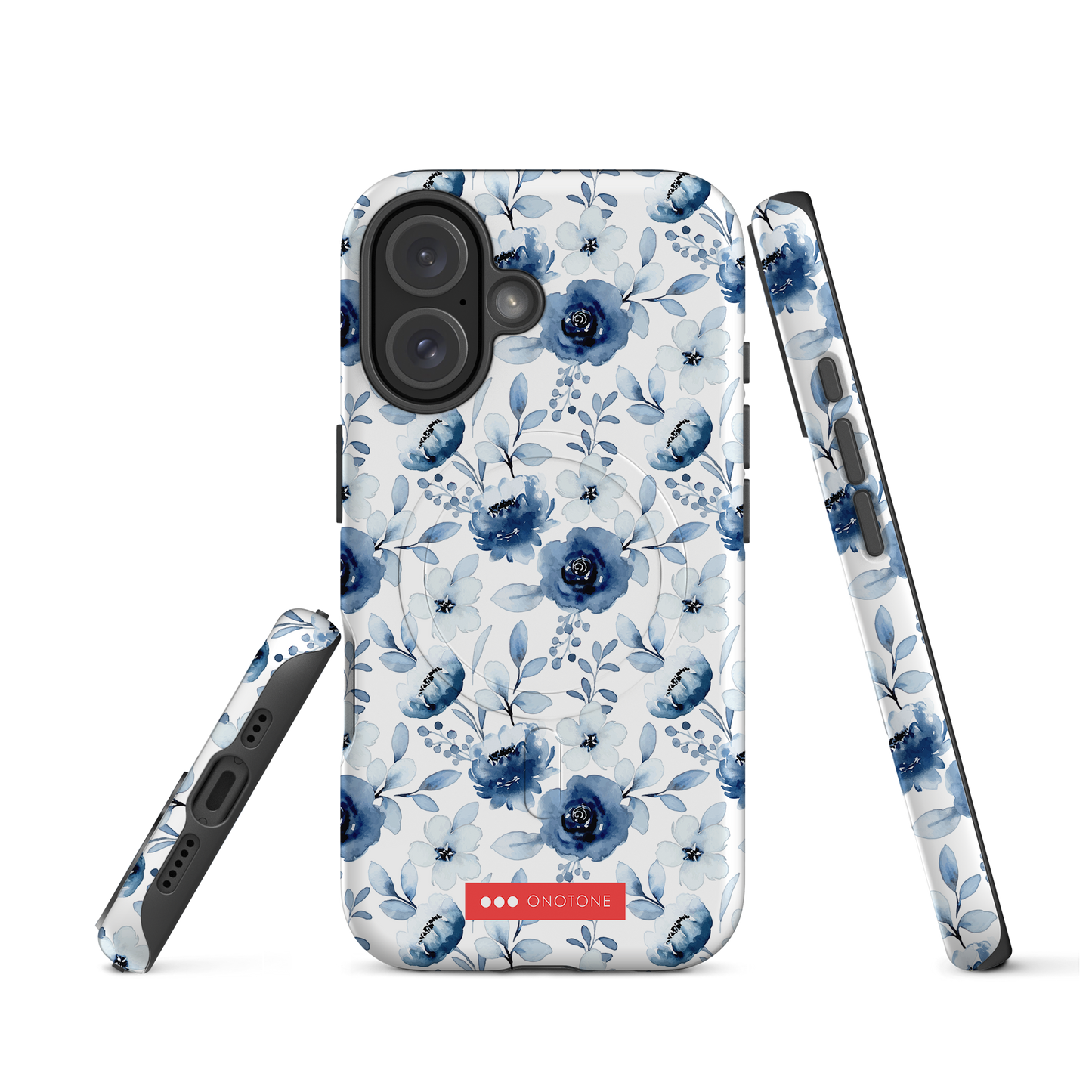 Japanese design indigo iPhone® Case with blue flowers