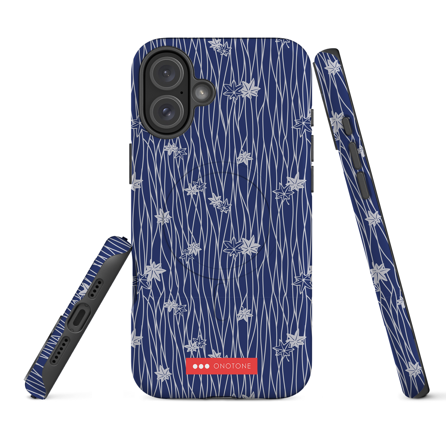 Japanese design indigo iPhone® Case with flower patterns