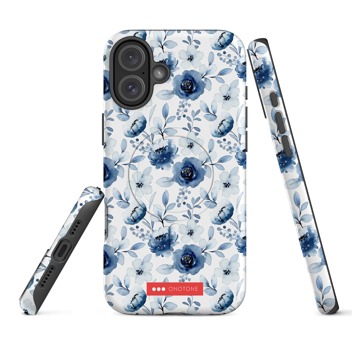 Japanese design indigo iPhone® Case with blue flowers