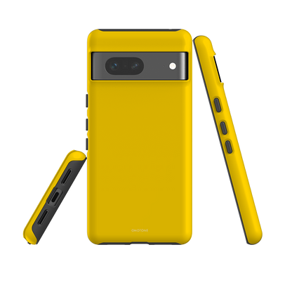 Shock-resistant yellow Pixel Case for Google Pixel. Features raised bevel and durable construction for everyday use.