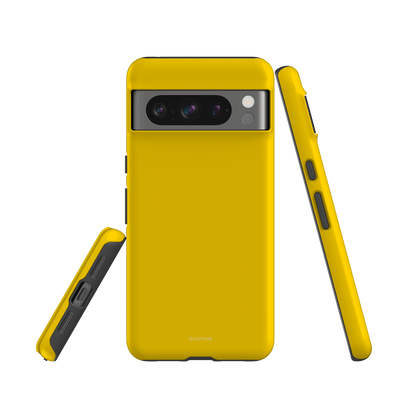Google Pixel Case in bright yellow with dual-layer protection. Shock-resistant and scratch-proof with precise cutouts.