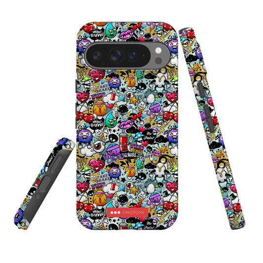 Google Pixel Case - Shockproof Graffiti Art Cover with colorful cartoon-style graphics and dual-layer protection. Fits Pixel 7 Pro model.