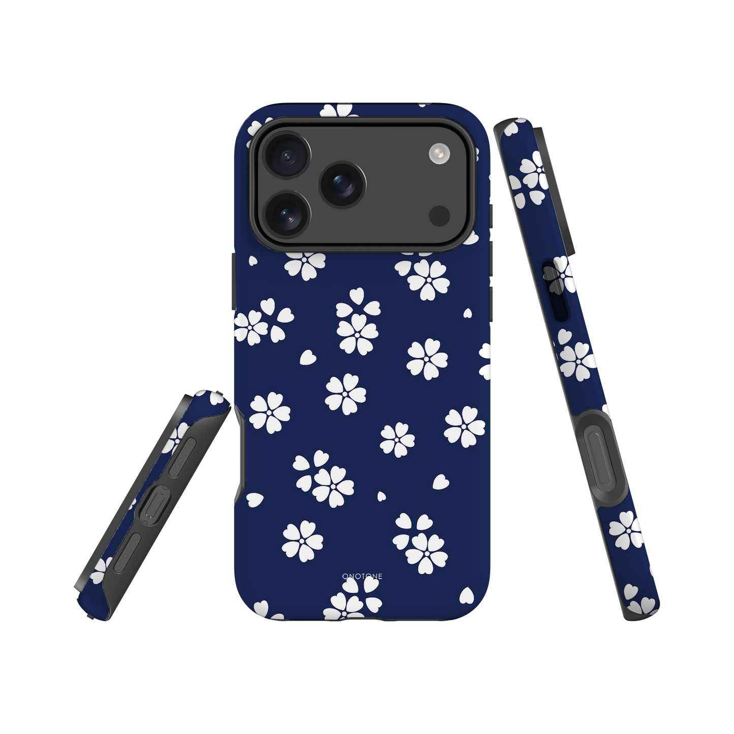 Japanese design indigo iPhone® Case with blue sakura patterns (IND-030)