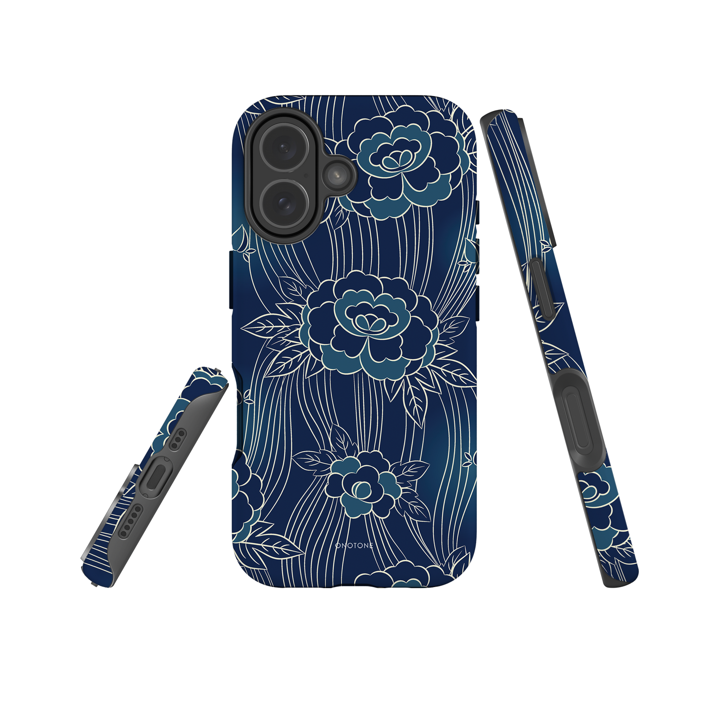 Japanese design indigo iPhone® Case with roses patterns (IND-008)