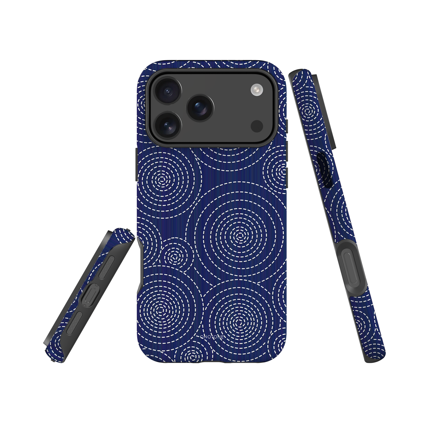 Japanese design indigo iPhone® Case with circular patterns (IND-023)