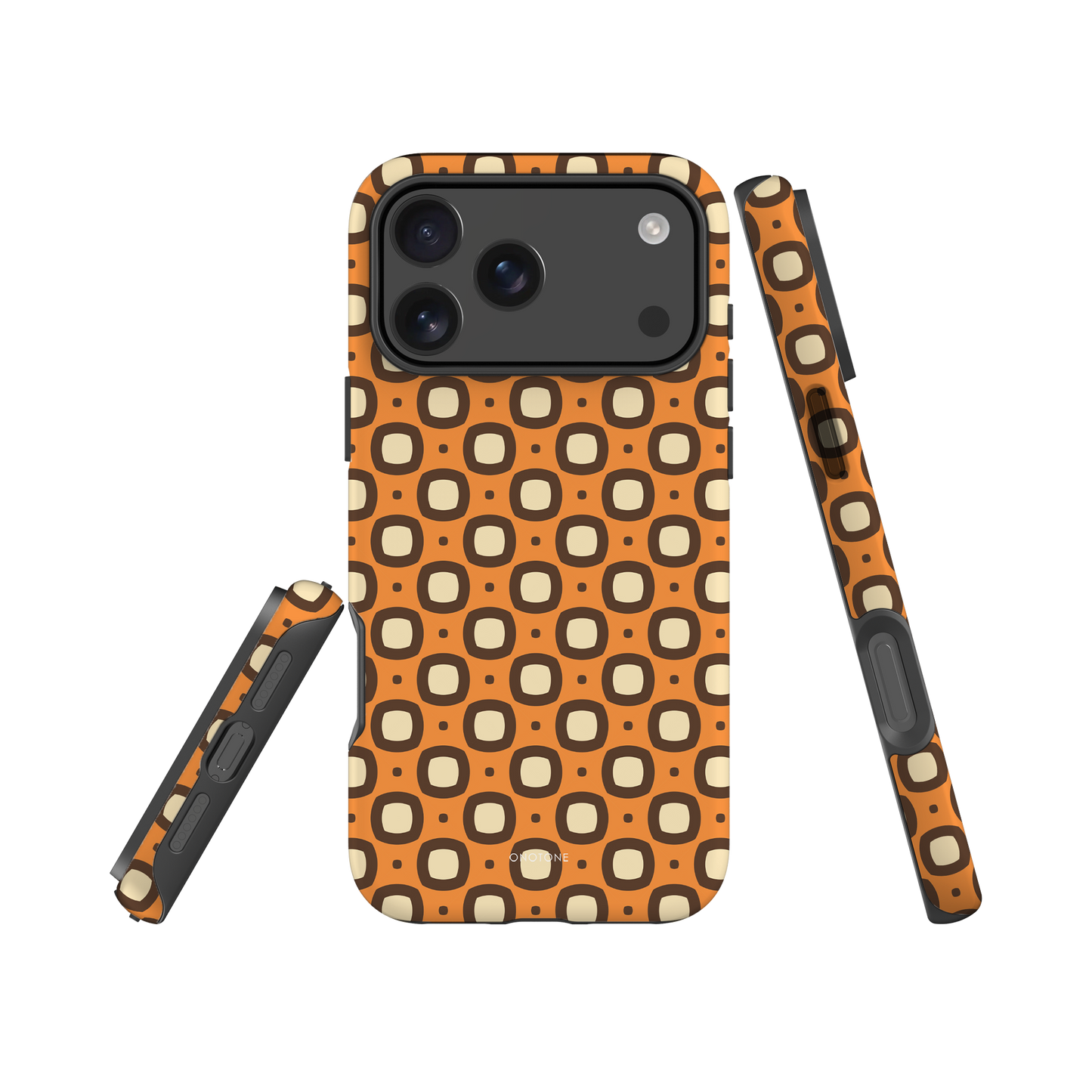 Vintage iPhone Case – Orange and Brown Patterns (RTR-001)