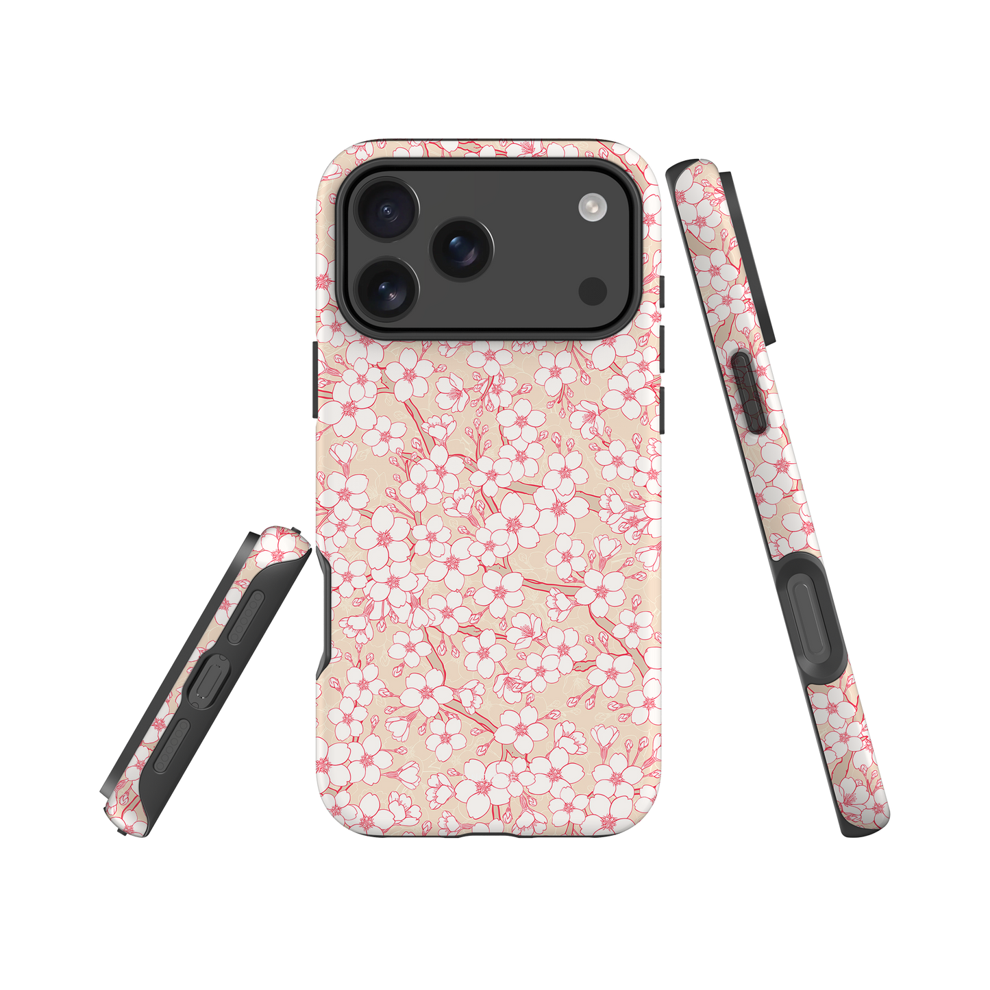 Japanese design indigo iPhone® Case with pink cherry blossom  (IND-025)