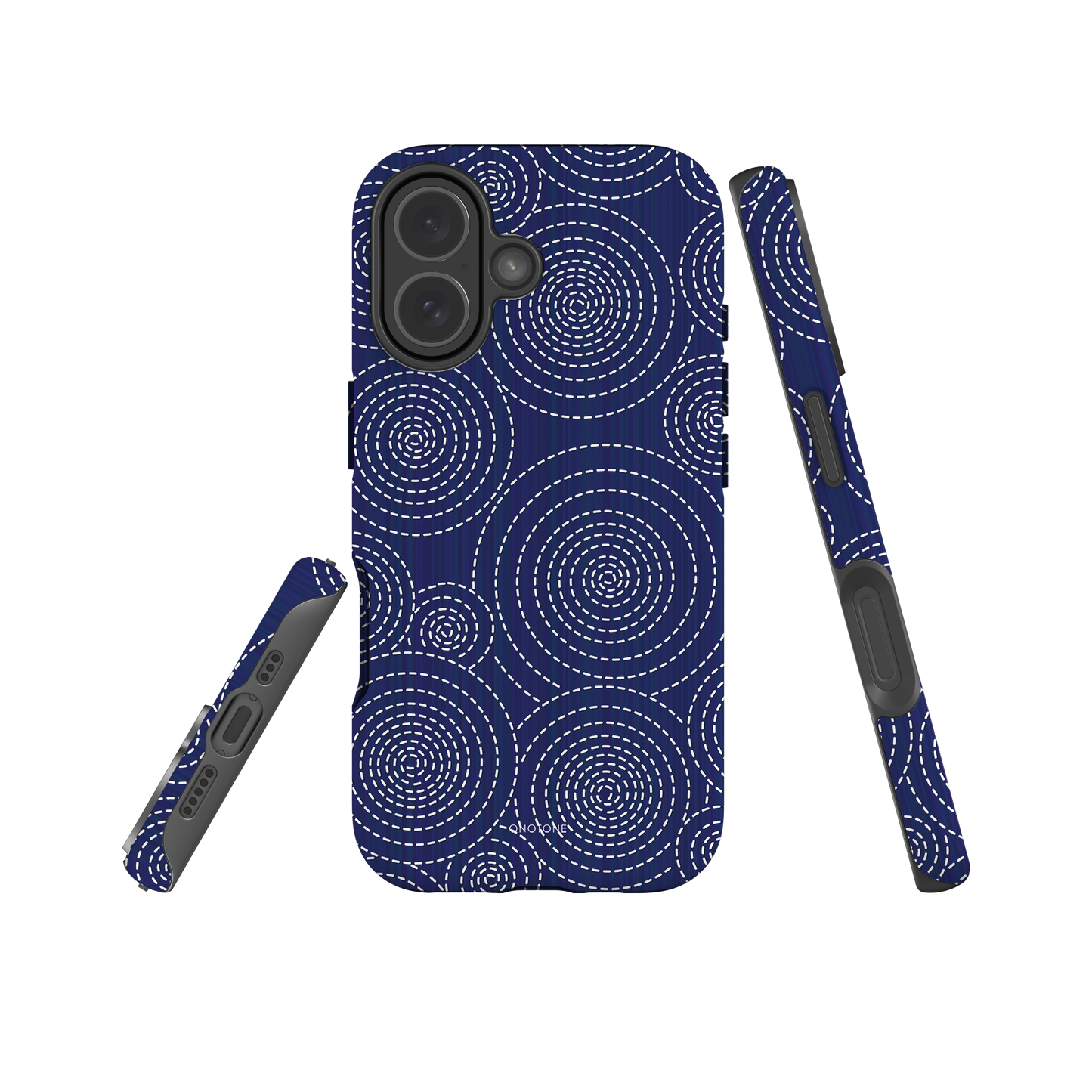 Japanese design indigo iPhone® Case with circular patterns (IND-023)