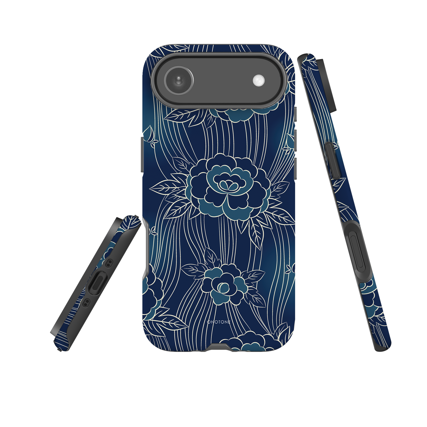 Japanese design indigo iPhone® Case with roses patterns (IND-008)
