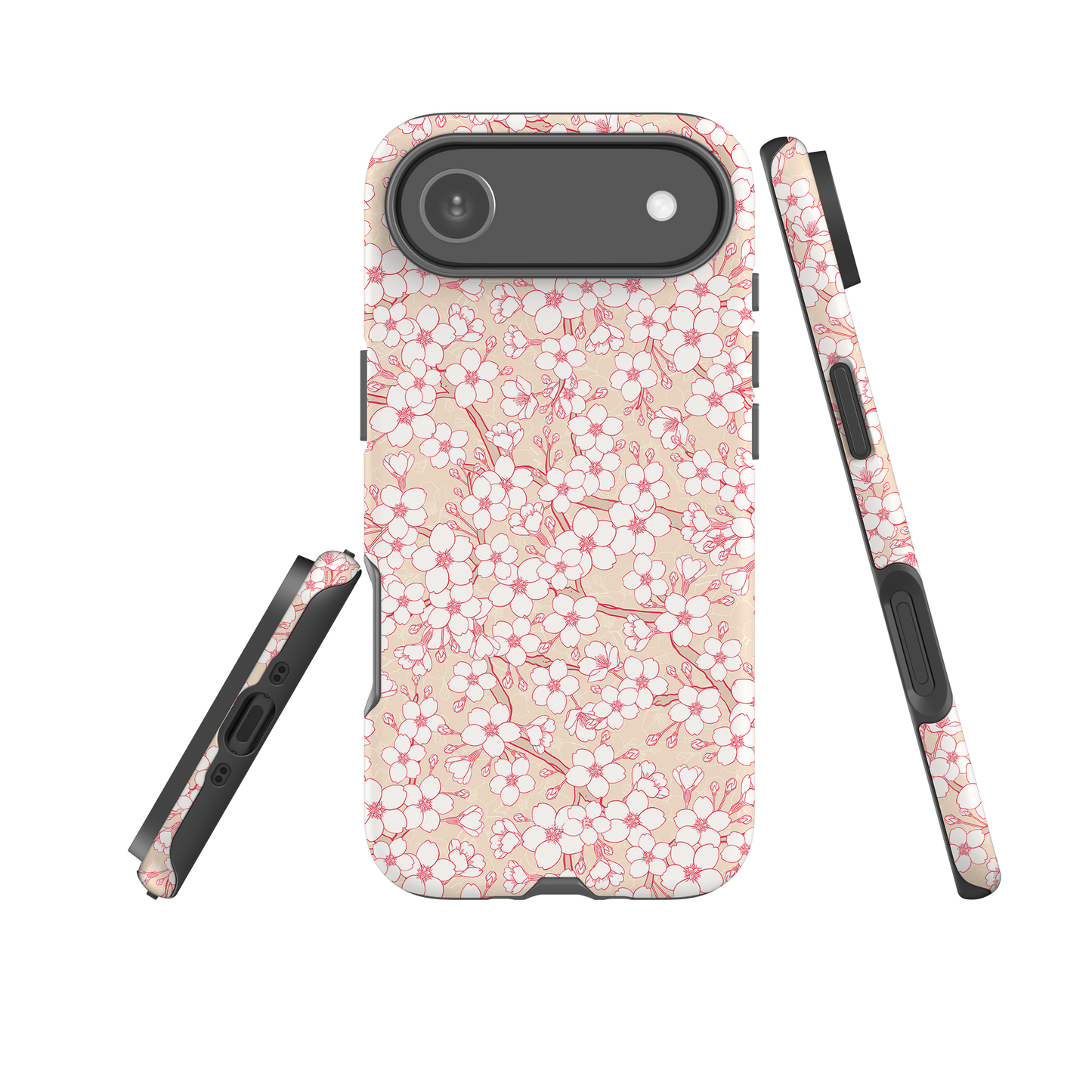 Japanese design indigo iPhone® Case with pink cherry blossom  (IND-025)