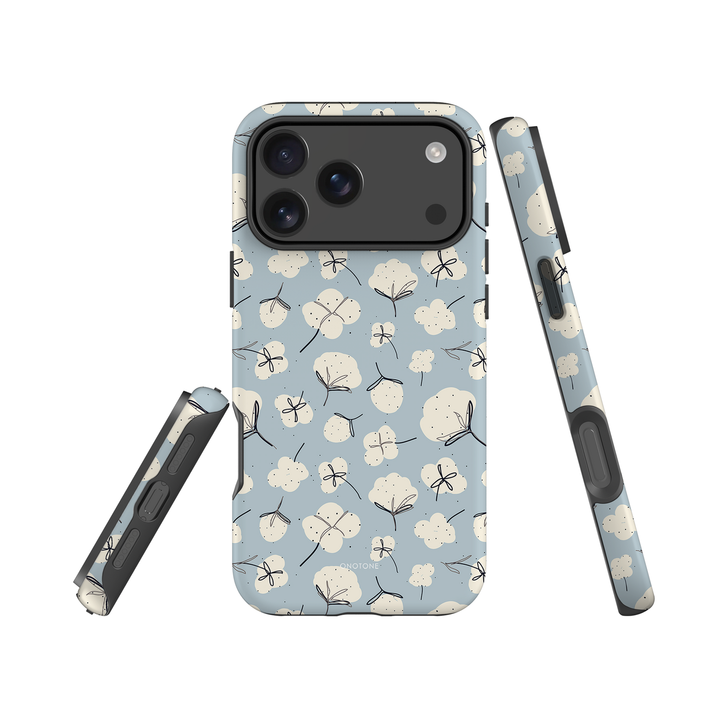 Japanese design indigo iPhone® Case with floral patterns  (IND-027)