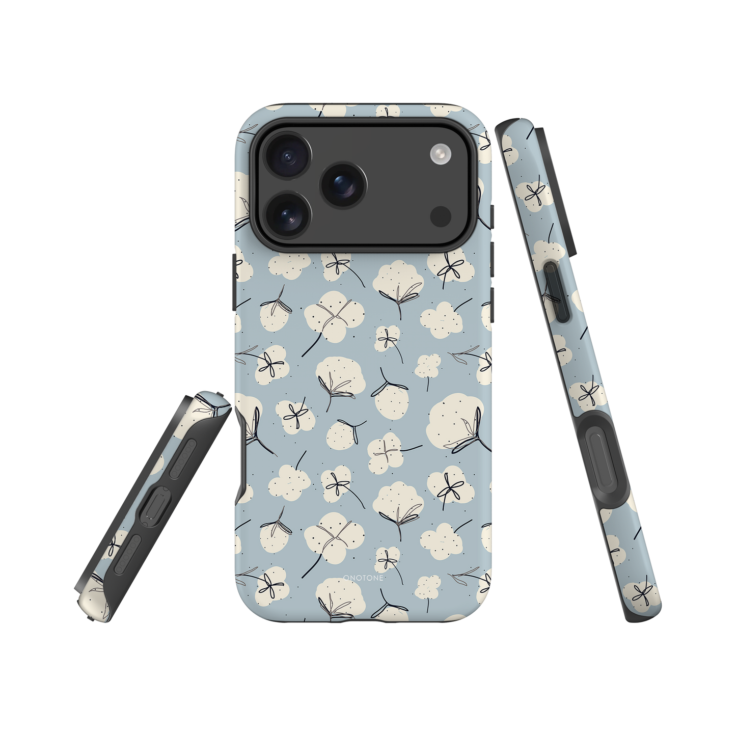 Japanese design indigo iPhone® Case with floral patterns  (IND-027)