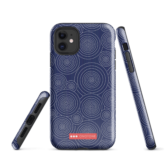Japanese design indigo iPhone® Case with circular patterns