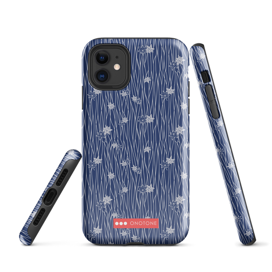 Japanese design indigo iPhone® Case with flower patterns