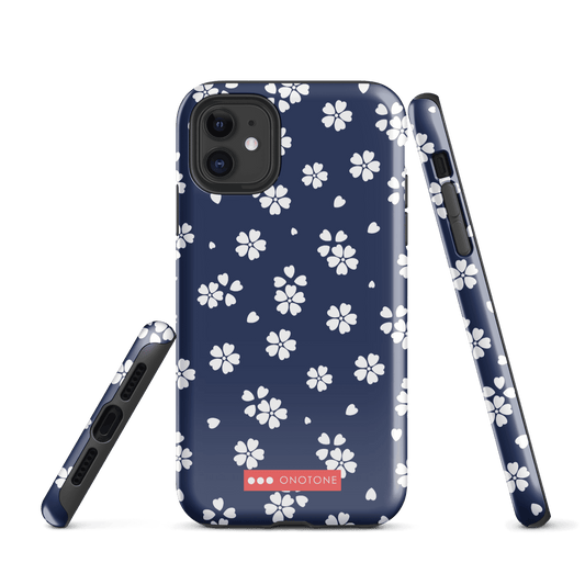 Japanese design indigo iPhone® Case with blue sakura patterns